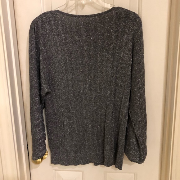 FREE with purchase: Chico silver metallic sweater, full sleeves, Sz M - Picture 4 of 11